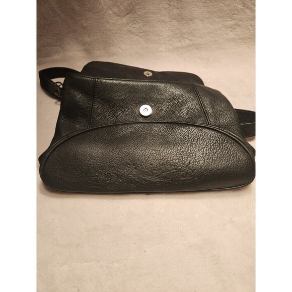 ROLFS Vintage Black Pebble Leather Front Flap Saddle Shoulder Bag - Picture 6 of 11